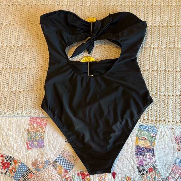 SheIn Black Cutout One Piece Swimsuit with Large Gold Buckles Size M - Picture 6 of 9